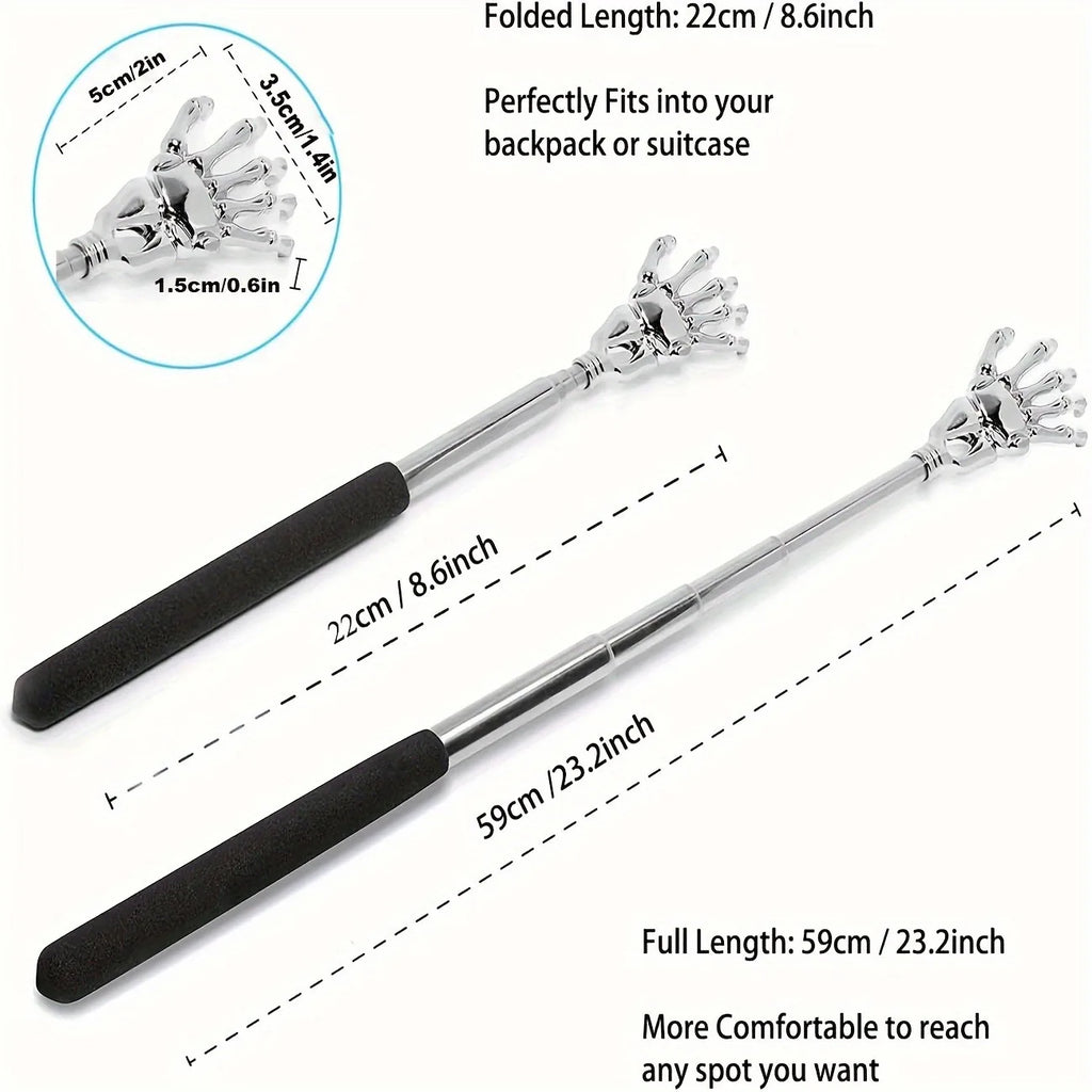 Telescoping Stainless Steel Back Scratcher – Human & Pets Back Scratcher PLUSH
