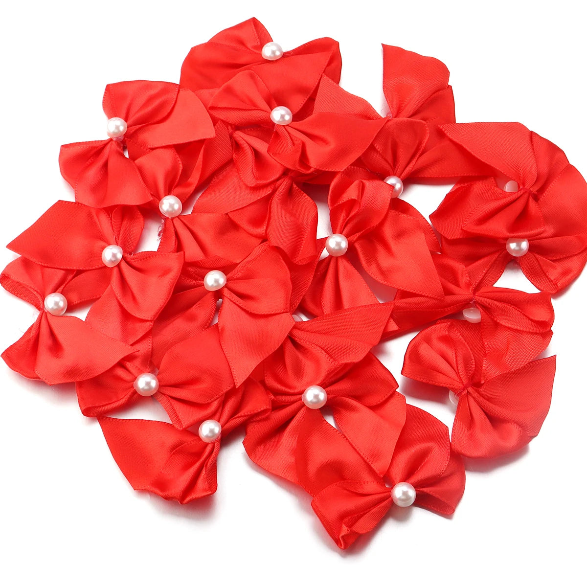 20pcs Satin Ribbon Bows 5.5x6cm – DIY Craft Decoration Satin Ribbon Bows PLUSH Red 5.5cmx6cm
