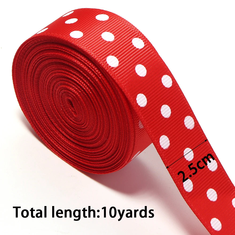Red Polka Dot Grosgrain Ribbon – DIY Hair Bows & Gift Wrap Grosgrain Ribbon PLUSH 25mm x 10yards 1roll
