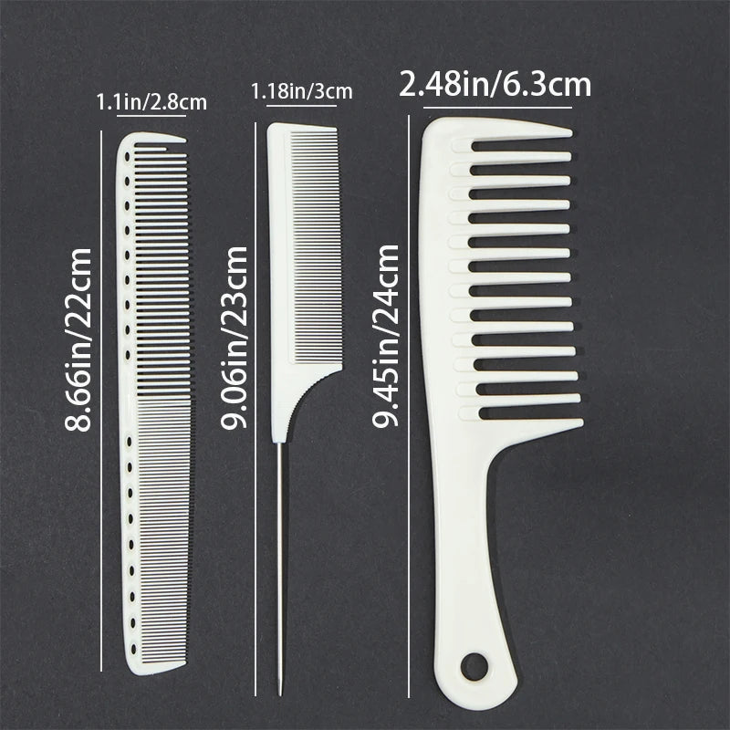 Wide-Tooth, Double-Sided & Steel Needle Comb Set – Anti-Static Hair Comb Set PLUSH