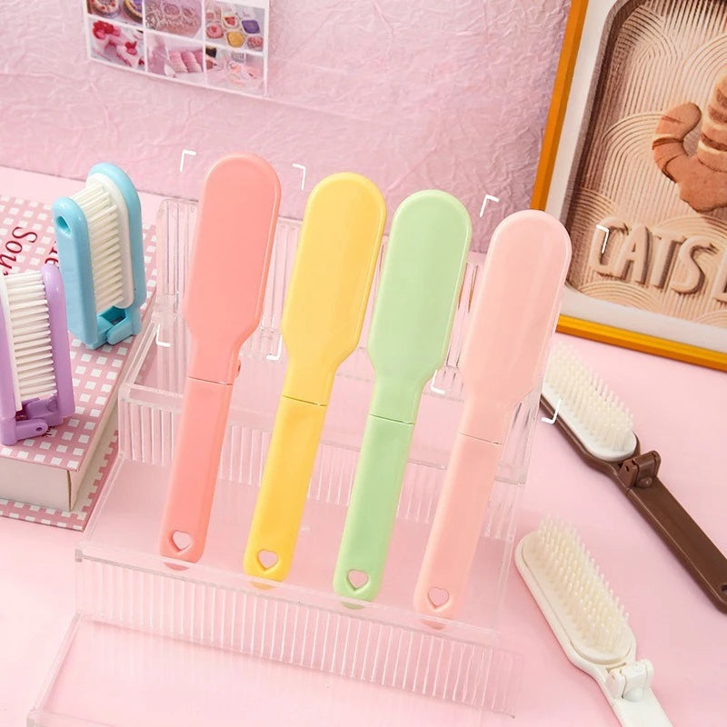 Candy Color Foldable Hair Comb – Portable Travel Hair Brush Foldable Hair Comb PLUSH