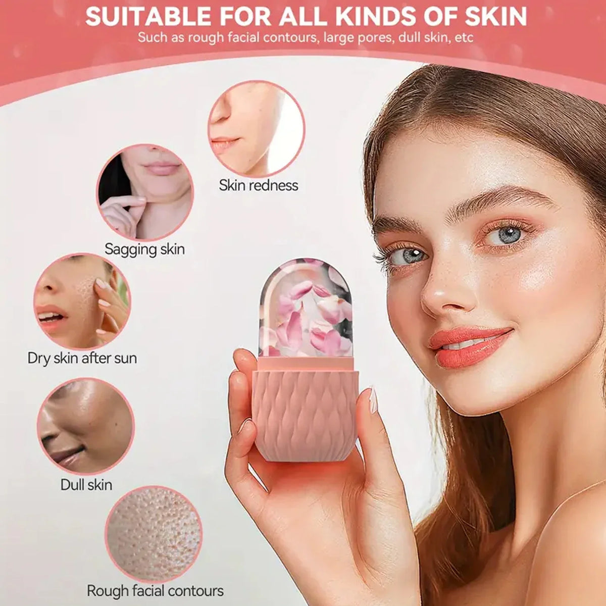 Silicone Face Ice Roller Mold – Skin Tightening Beauty Tool Facial Ice Roller PLUSH