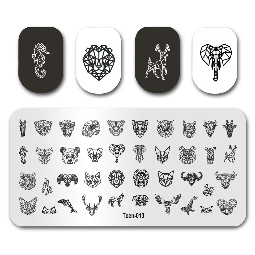 Nail Stamping Plates – Marble Leaves & Animals Stencils Nail Stamping Plate PLUSH DXEFV-13