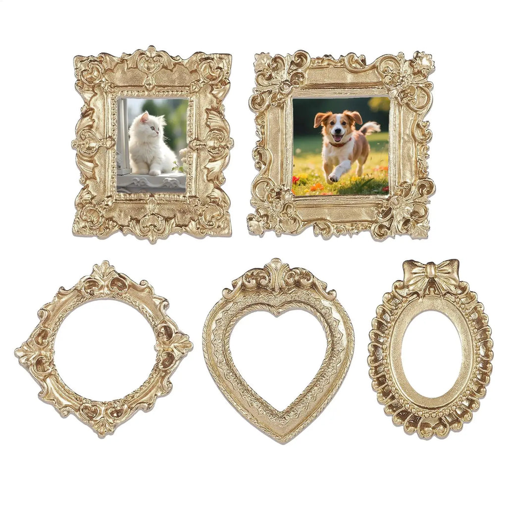 Mini Baroque Gold Resin Picture Frames Set of 5 | Desk Décor Mini Picture Frames PLUSH