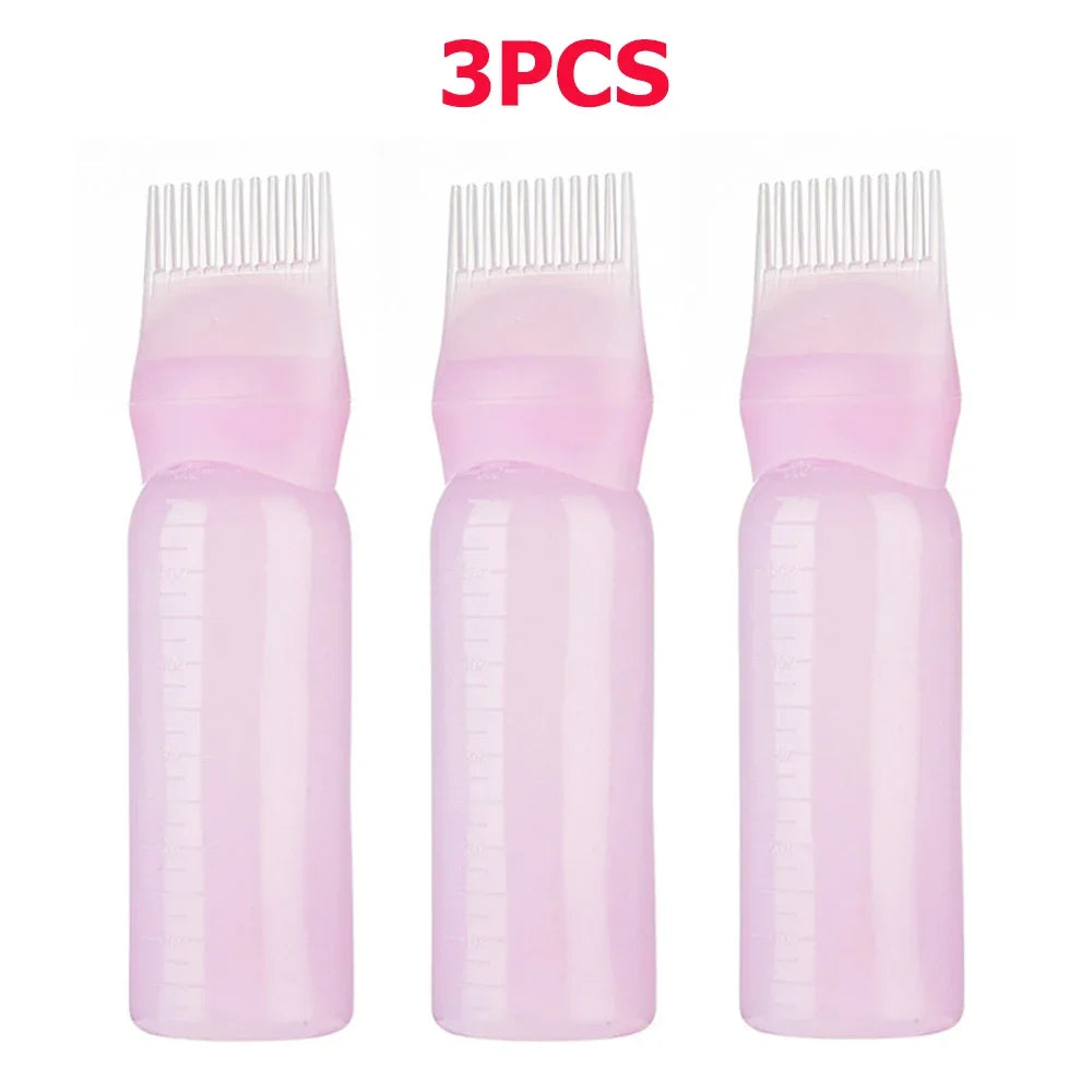 3-Pack 180ml Hair Root Scalp Applicator Bottles – Comb Tip Hair Applicator Bottle PLUSH Pink-3pcs