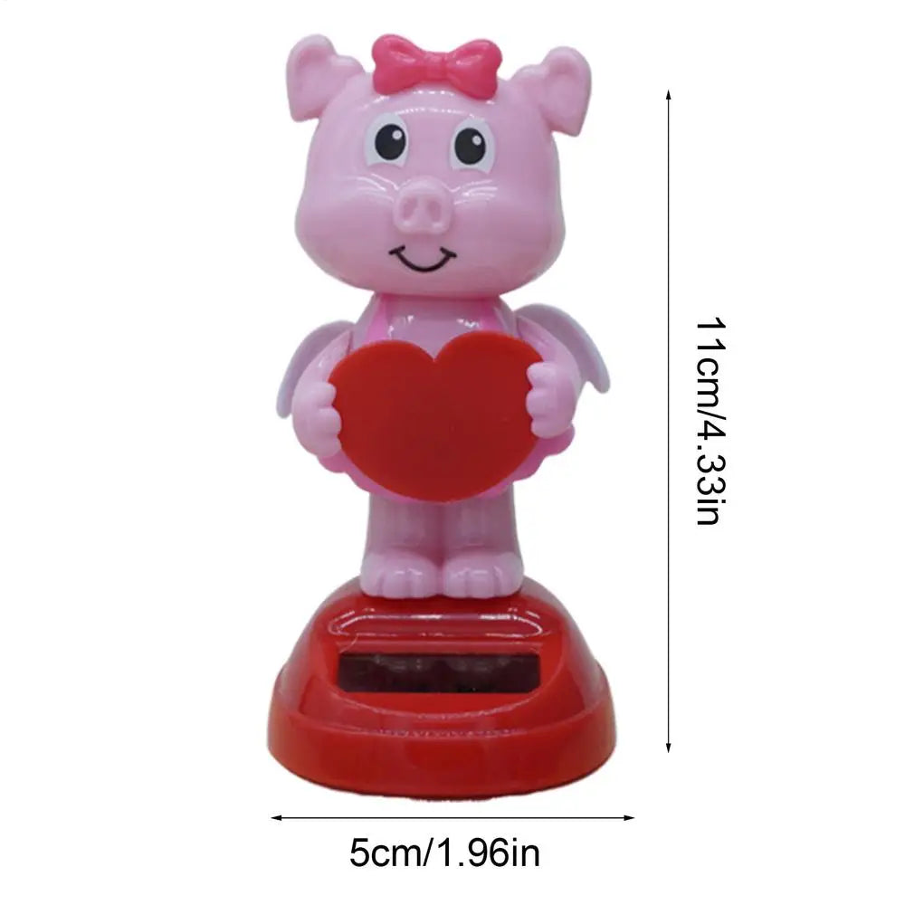 Solar Dancing Animal Bobble Head Car Dashboard Ornament Solar Dancing Toy PLUSH pig