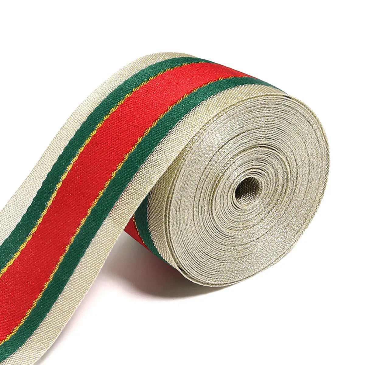 Red Green Stripe Christmas Ribbon 5-10 Yards | DIY Gift Wrap Craft Ribbon PLUSH Type A 3.8cmx5yards roll