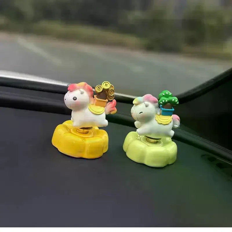 Lucky Rocking Pony Car Dashboard Ornament | Cute Horse Figurine Dashboard Figurine PLUSH