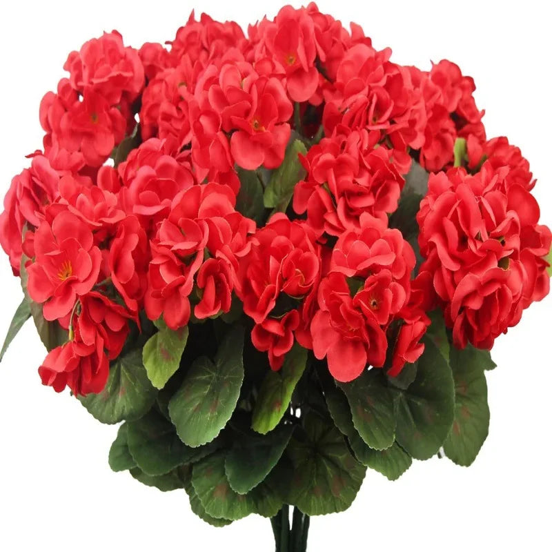 Violet Artificial Silk Flowers – Begonia Geranium Home Decor Artificial Silk Flowers PLUSH Red 5PCS