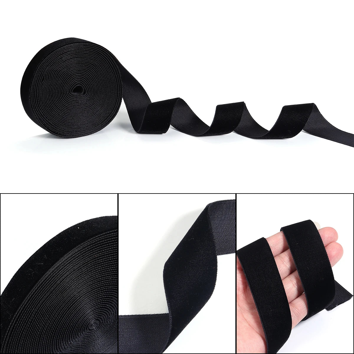 Velvet Ribbon Roll Black & Wine Red 5-10 Yds – DIY Crafts Velvet Craft Ribbon PLUSH