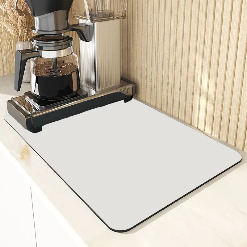 Super Absorbent Diatomite Dish Drying Mat | Non-Slip Kitchen Pad Dish Drying Mat PLUSH White 30x50cm