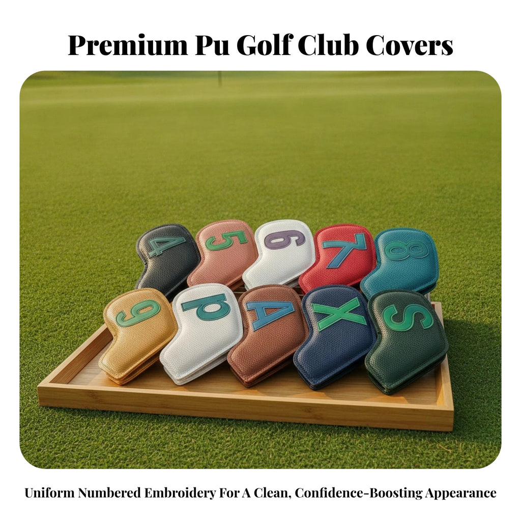 10-Piece Slip-On Golf Iron Head Covers | Numbered PU Leather Golf Iron Head Covers PLUSH
