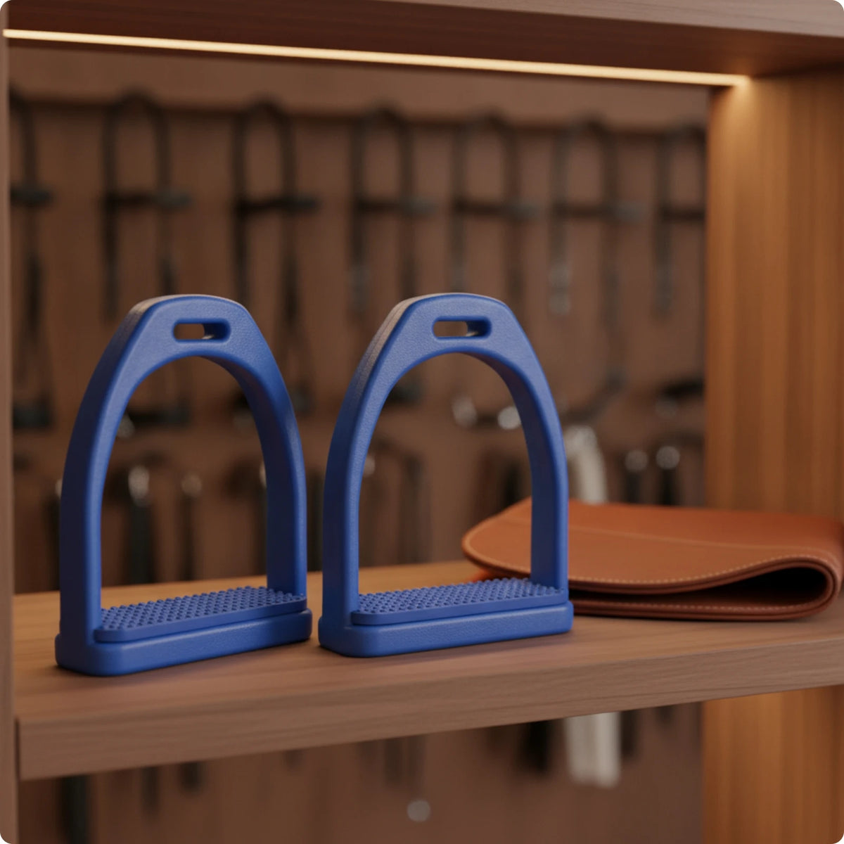 Lightweight Plastic Horse Stirrups with Rubber Grip | Riding Tack Horse Stirrups PLUSH Blue