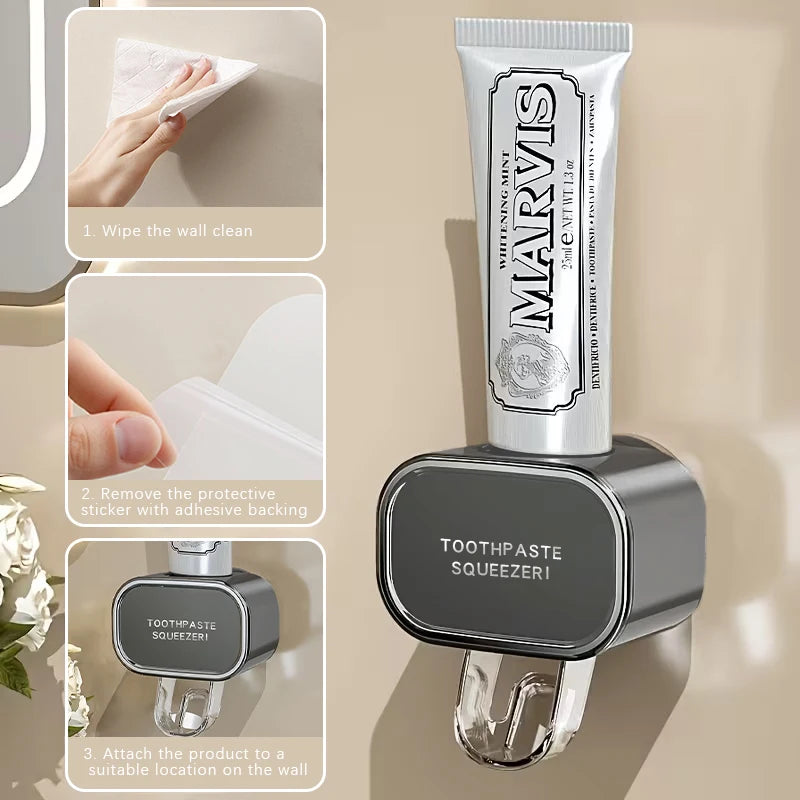 Wall-Mounted Toothpaste Dispenser – No Drilling Required Toothpaste Dispenser PLUSH