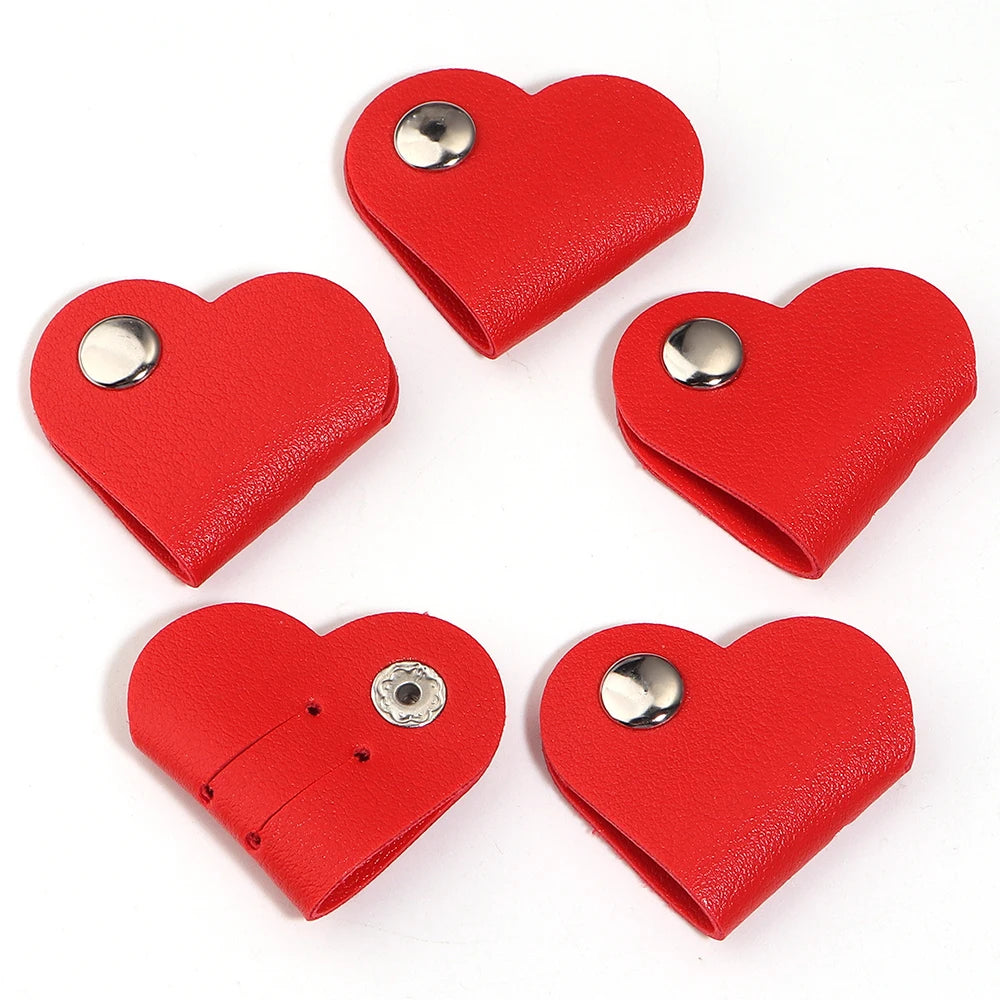 5pcs Heart PVC Cable Clips – Cord & Wire Organizer Holder Cable Organizer Clips PLUSH red