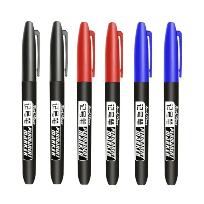 6-Pack Permanent Markers Fine & Broad Nib – Waterproof Ink Permanent Marker Set PLUSH