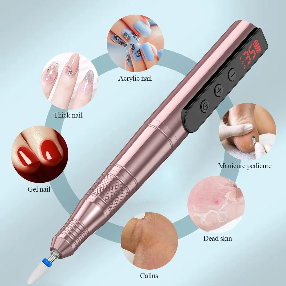 Cordless Nail Drill 35,000 RPM Rechargeable Electric Nail File Electric Nail Drill PLUSH