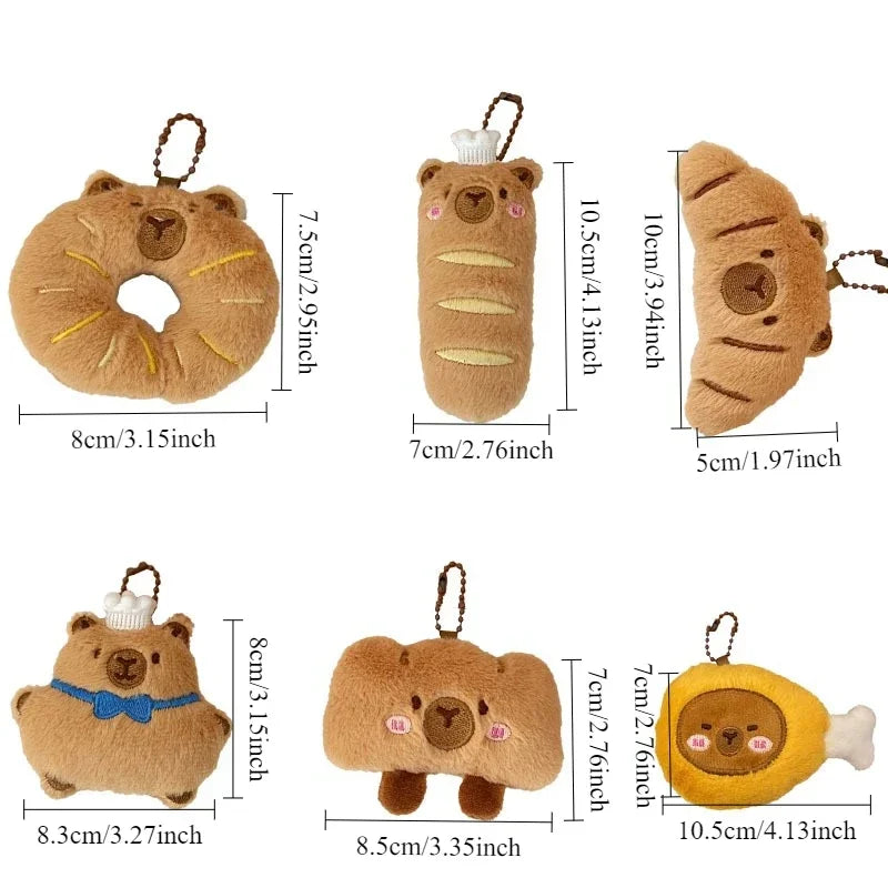 Cute Capybara Bread Plush Keychain – Funny Animal Bag Charm Plush Keychain Charm PLUSH
