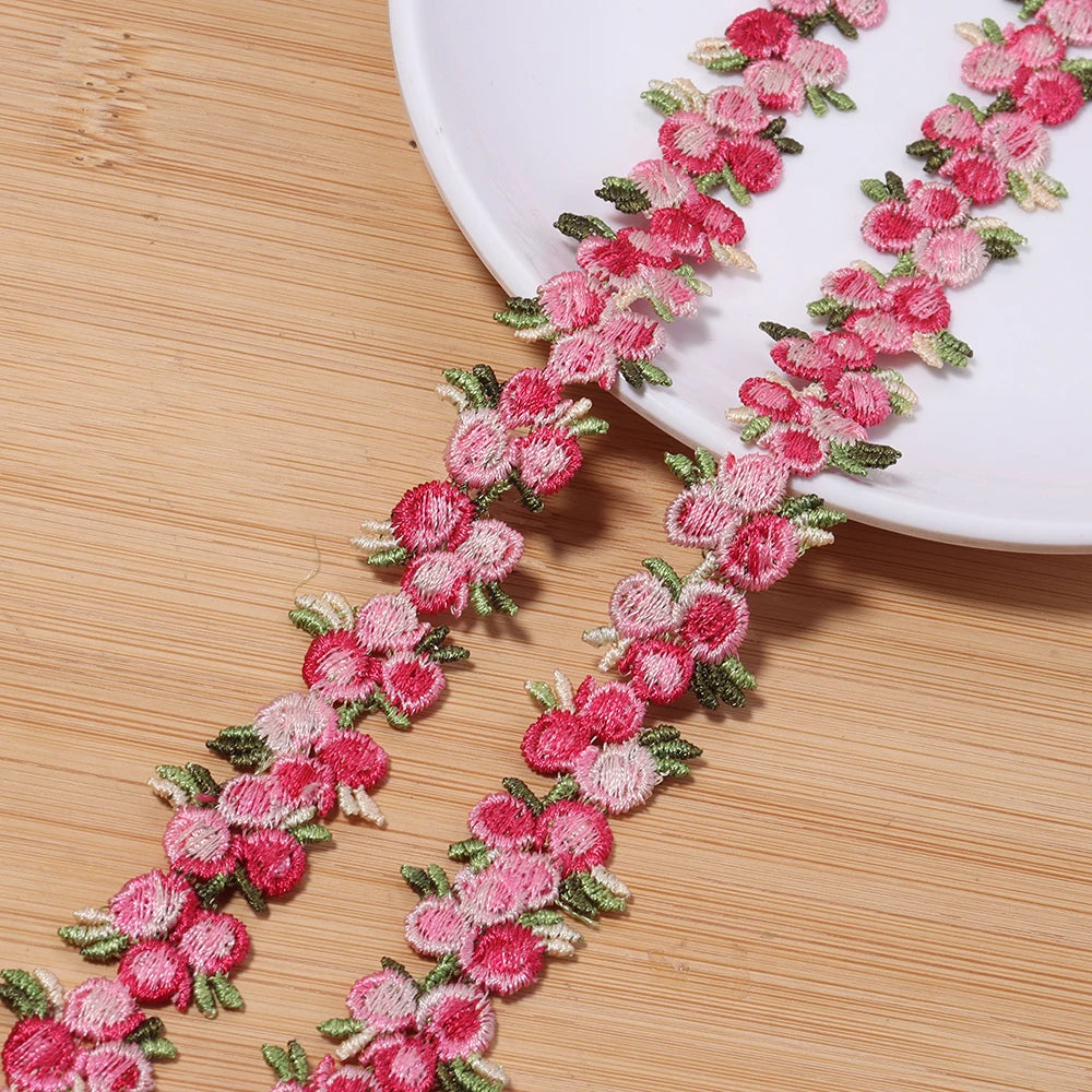 2 Yards Colorful Flower Lace Trim – DIY Ribbon & Jewelry Lace Trim Ribbon PLUSH hotpink 2cm