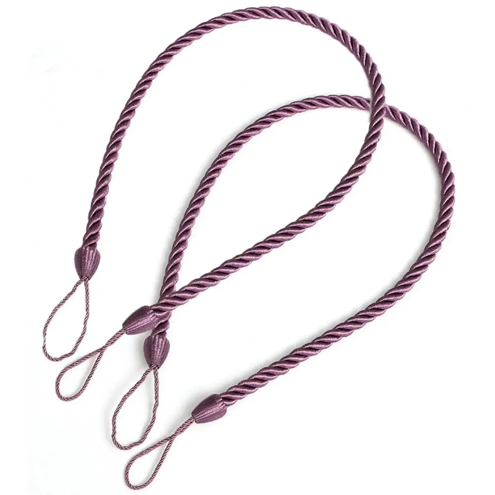 Woven Curtain Tiebacks 2-Pack – Twisted Rope Tie Straps Curtain Tiebacks PLUSH Purple