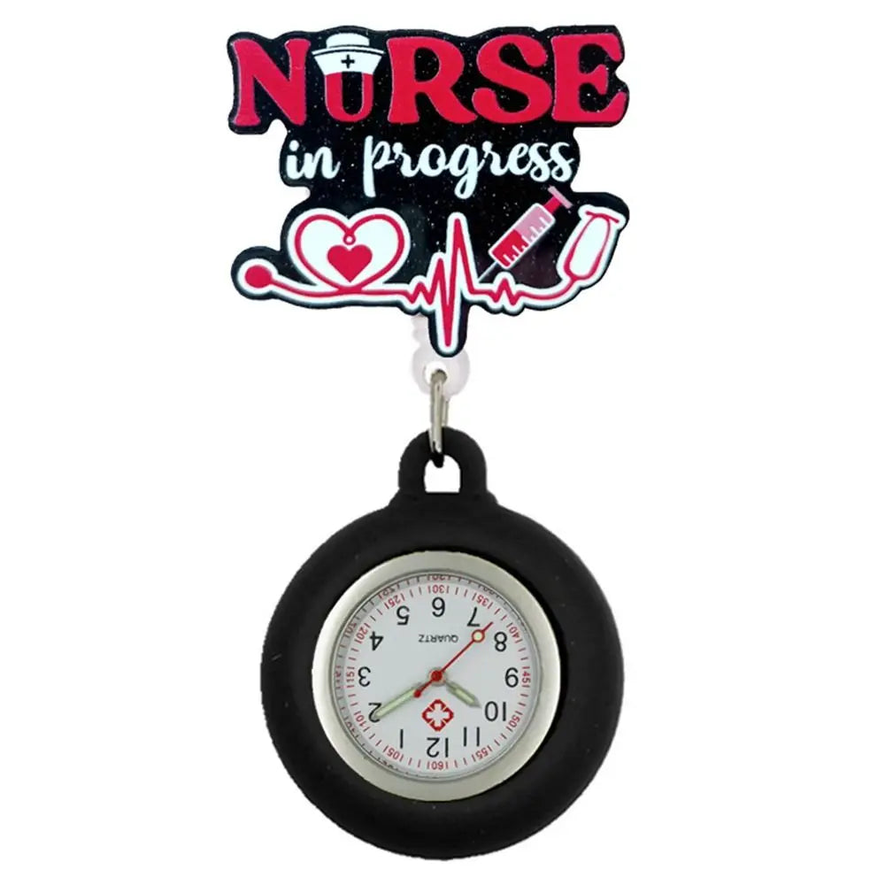 Cartoon Clip-On Nurse Fob Watch | Retractable Silicone Badge Reel Clip-On Fob Watch PLUSH