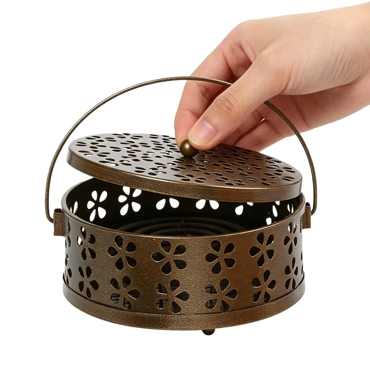 Portable Metal Incense Coil Holder with Handle | Indoor & Outdoor Incense Coil Holder PLUSH