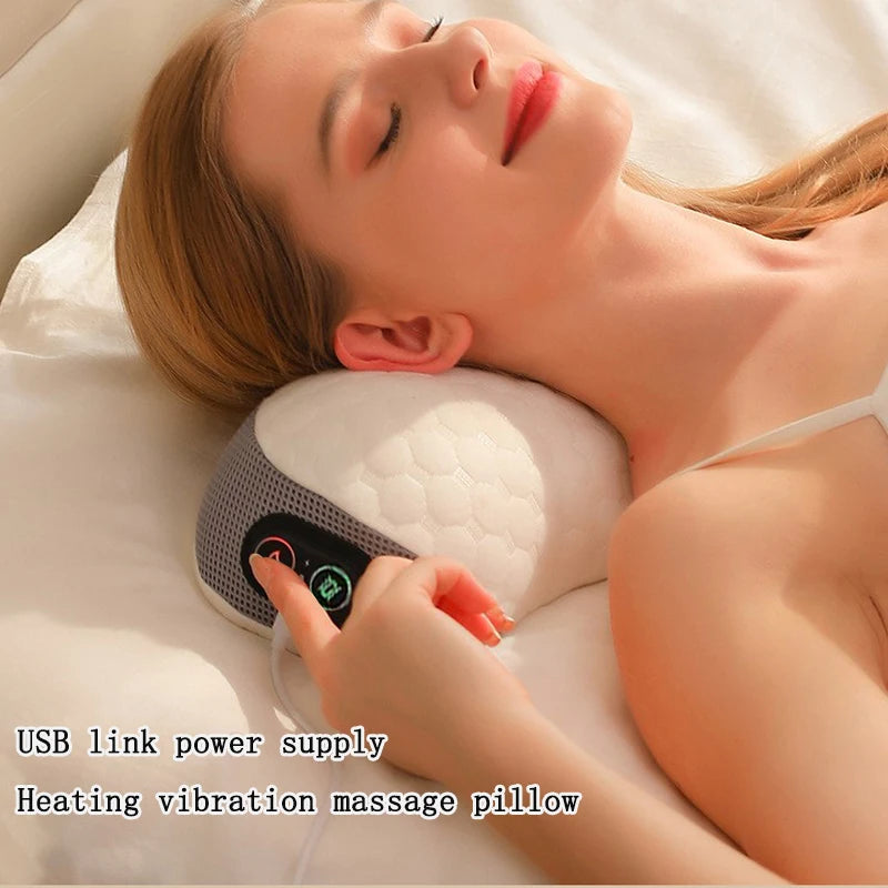 USB Heated Vibration Massage Memory Foam Neck & Waist Pillow Massage Pillow PLUSH