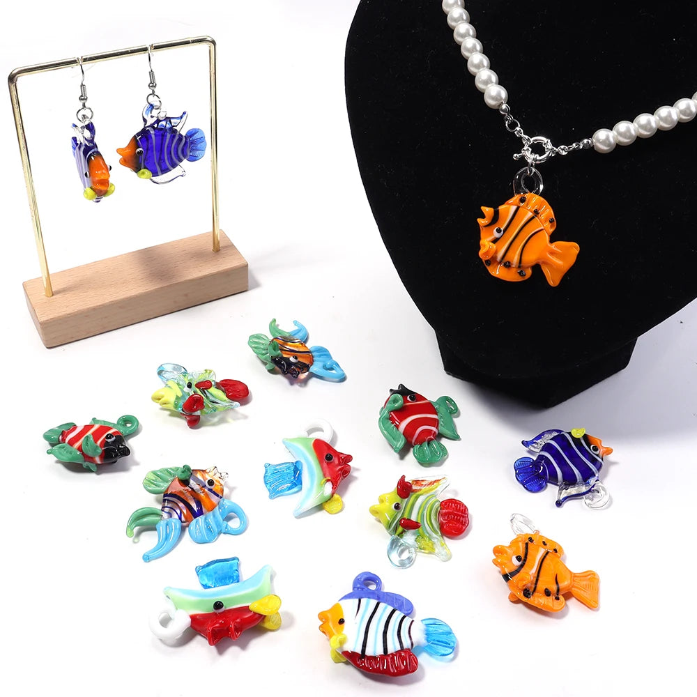 Tropical Fish Lampwork Glass Beads 2pcs – DIY Jewelry Charms Lampwork Glass Beads PLUSH