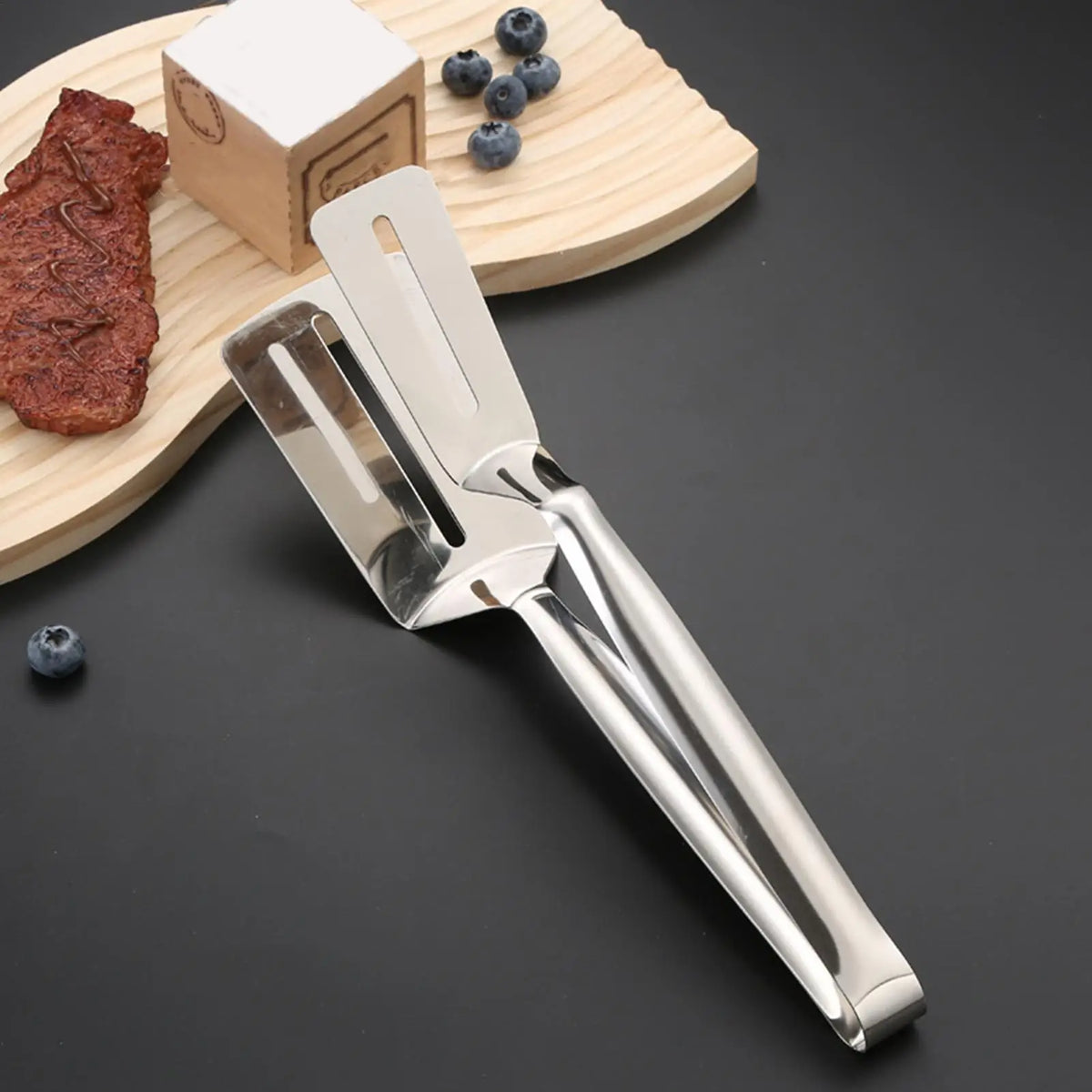 Stainless Steel Grill Clamp BBQ Tongs – 2-in-1 Spatula BBQ Grill Tongs PLUSH