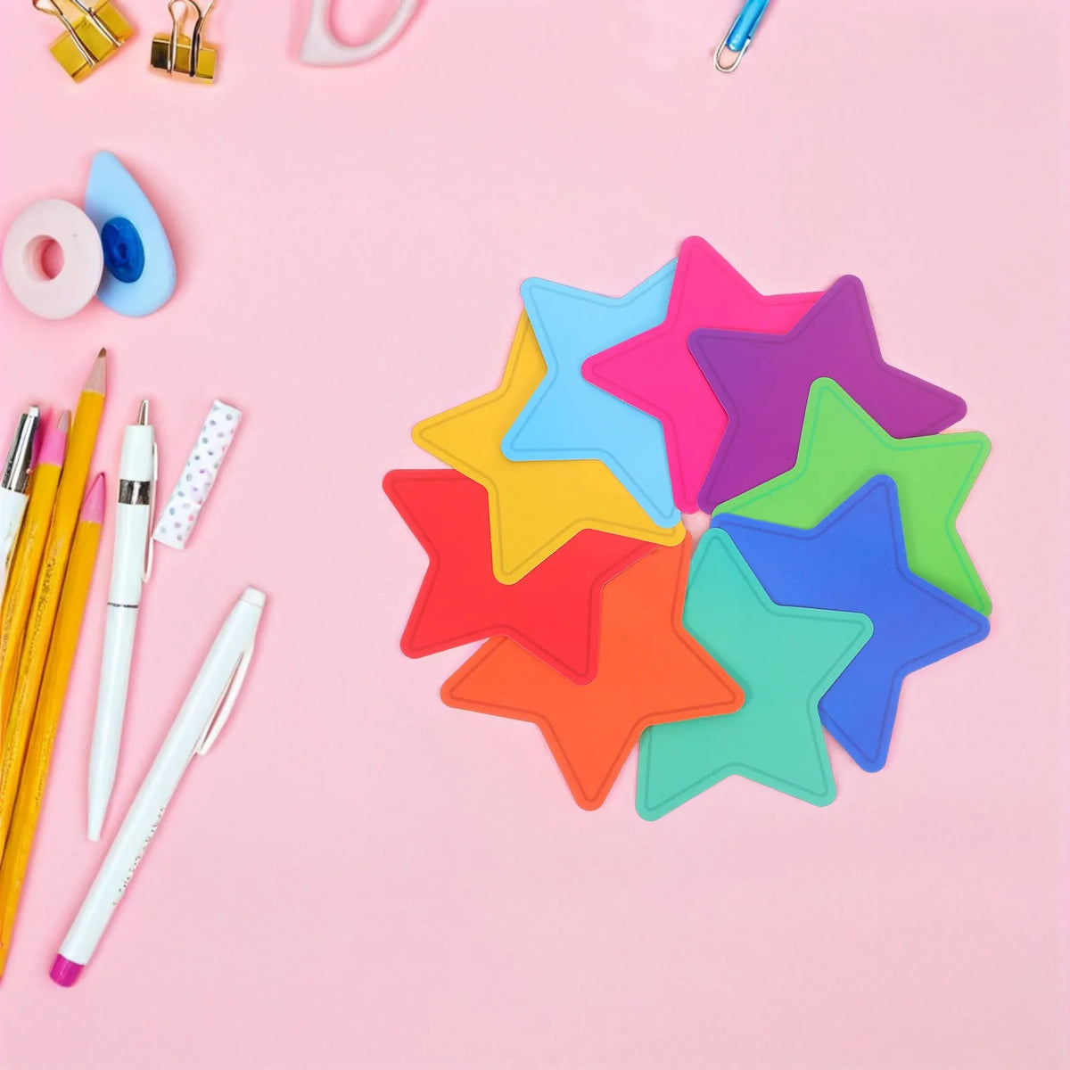108pcs Colorful Star Cutouts – Bulletin Board & Party Décor Paper Star Cutouts PLUSH