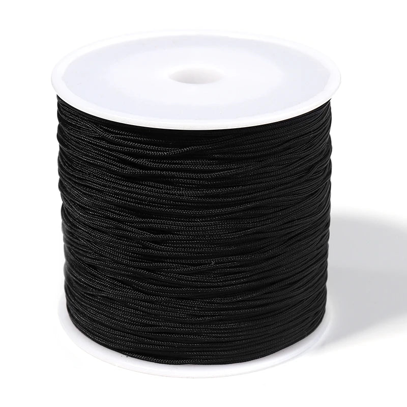 90m Multicolor Nylon Braiding Cord 0.8mm | Chinese Knot Thread Jewelry Braiding Cord PLUSH black