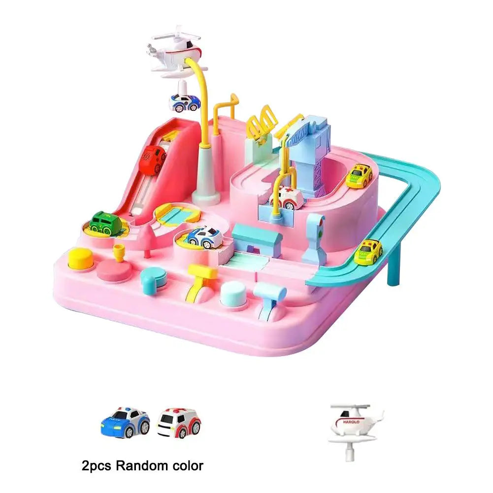 Kids Racing Rail Car Track Toy – Animal & Space Adventure Game Educational Track Toy PLUSH D