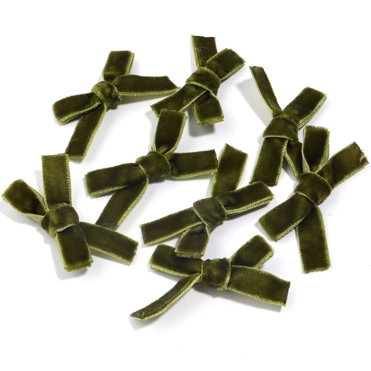 10pcs Velvet Ribbon Bows – Colourful DIY Craft Bowknots Craft Bow Embellishments PLUSH Green