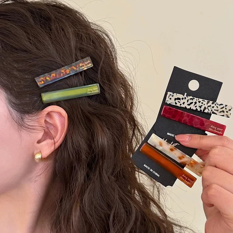 2-Pack Acetate Geometric Hair Clips – Women's Duckbill Barrettes Duckbill Hair Clips PLUSH