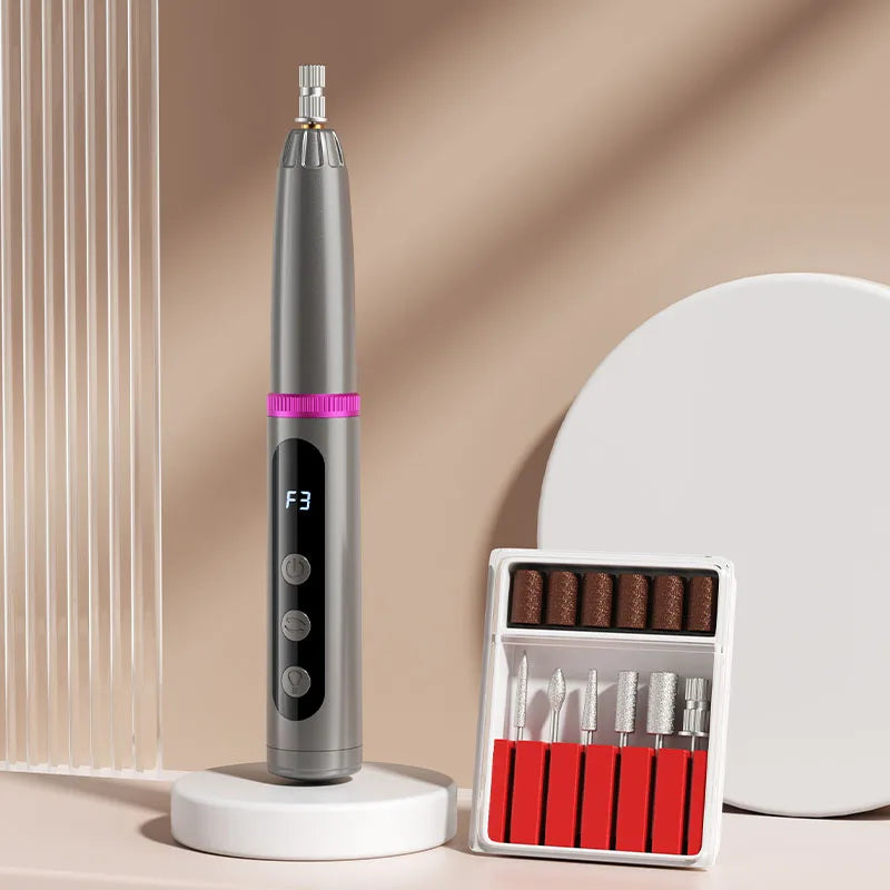 Professional Electric Nail Drill & File – Home & Salon Tool Electric Nail Drill PLUSH GRAY