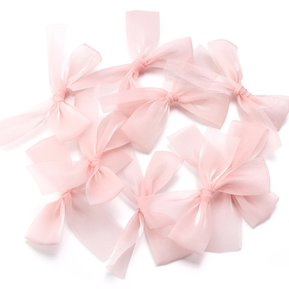 5pcs Satin Ribbon Bows 7x8cm – Multicolor Bowknot Craft Décor Craft Ribbon Bows PLUSH Light Pink 7cmx8cm
