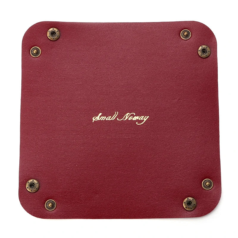 PU Leather Foldable Desktop Tray Organizer for Jewelry & Keys Foldable Desk Organizer PLUSH Wine Red