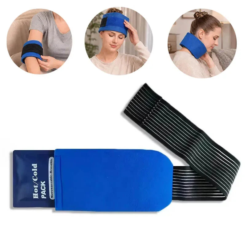 Reusable Ice Gel Pack – Hot Cold Compress Wrap, Adjustable Ice Gel Compress Wrap PLUSH Blue