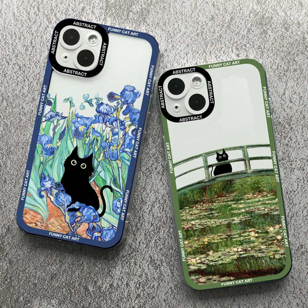 Van Gogh Starry Night Cat Transparent iPhone Case – TPU Cover Phone Case PLUSH