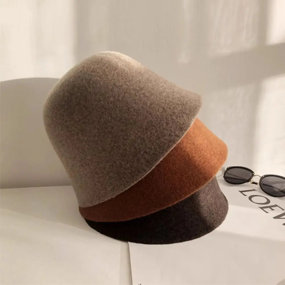 Women's Wool Knit Bucket Hat – Warm Windproof Fisherman Hat Knit Bucket Hat PLUSH