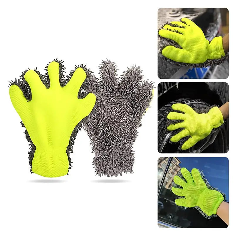 Microfiber Car Wash Gloves 1-2 Pack – Vehicle Detailing Mitt Car Wash Gloves PLUSH