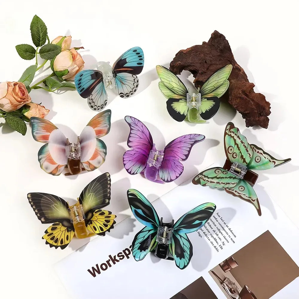 Multicolor Butterfly Hair Claw Clip – Retro Acetate Style Hair Claw Clip PLUSH