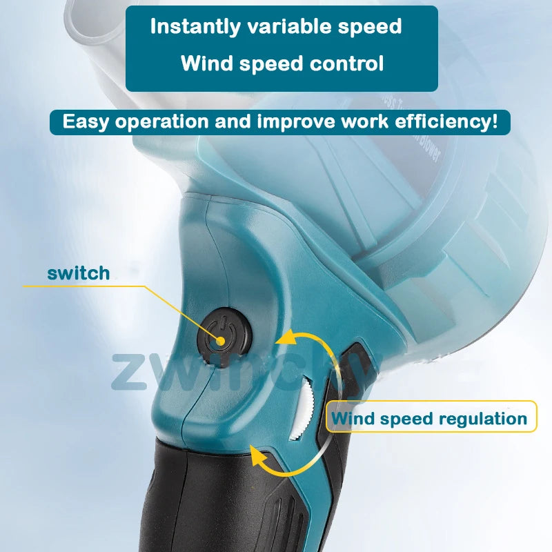 ZWINCKY 350W Cordless Turbo Air Blower for Makita 18V Battery Cordless Air Blower PLUSH