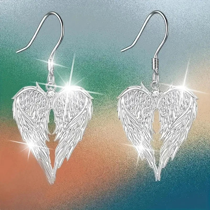 Angel Wings Heart Necklace & Earrings Set | Women's Jewelry Jewelry Set PLUSH