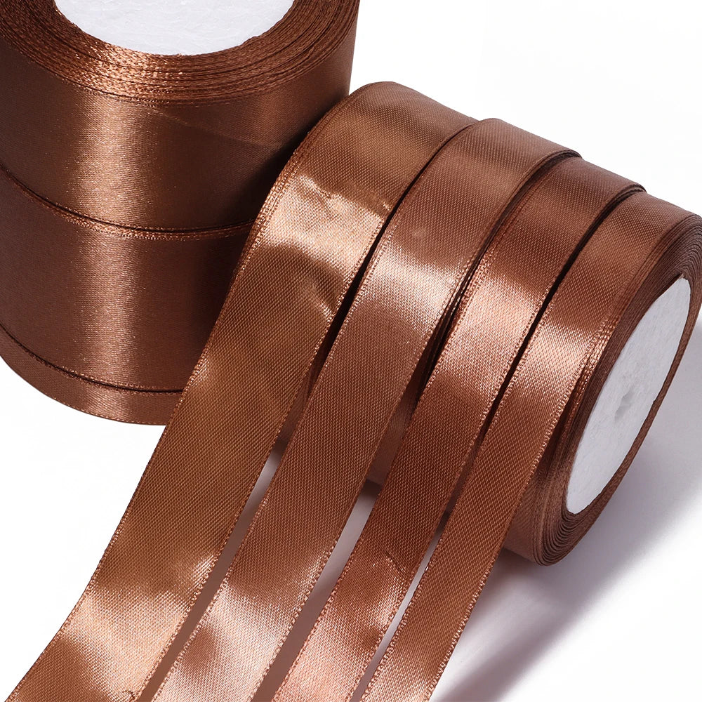 25 Yards Deep Brown Satin Ribbon – DIY Gifts & Wedding Decor Satin Craft Ribbon PLUSH