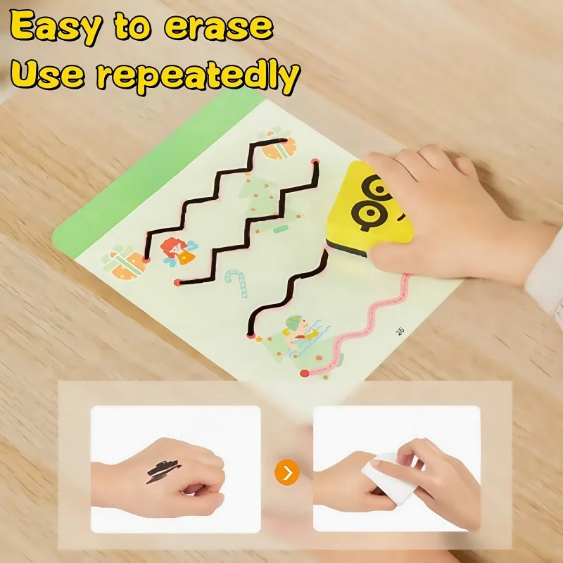 Kids Reusable Wipe-Clean Pen Control Practice Book Ages 3+ Kids Activity Book PLUSH