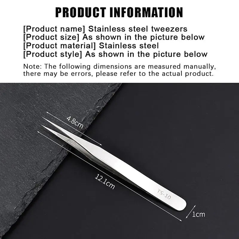 6-Piece Stainless Steel Tweezers Set – Bent & Straight Tips Precision Tweezers Set PLUSH
