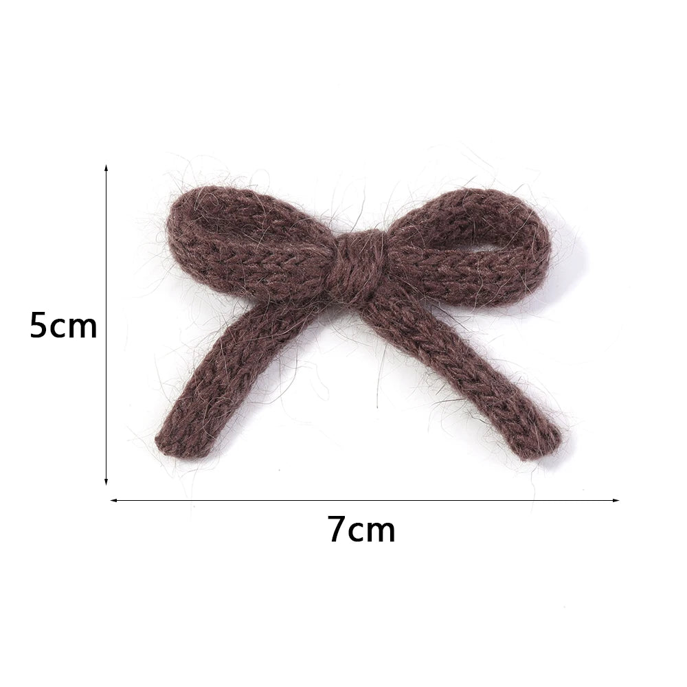 6pcs Fluffy Knit Yarn Bows for DIY Hair Clips & Jewelry Bow Embellishments PLUSH