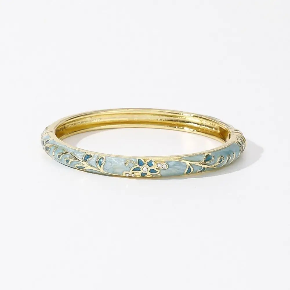 Vintage Cloisonne Enamel Floral Bangle – Ethnic Women's Bracelet Enamel Bangle Bracelet PLUSH