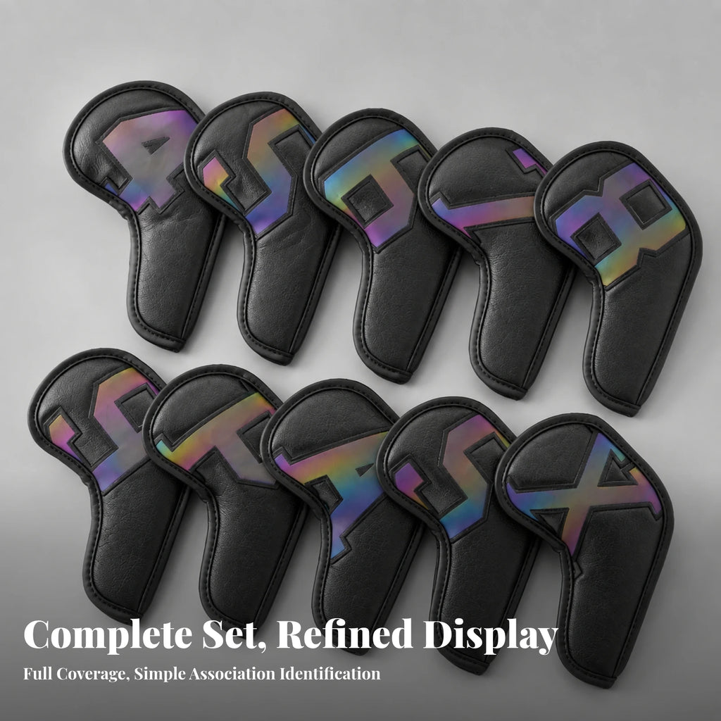 10-Piece Golf Iron Headcover Set – PU, Hook-and-Loop, Universal Golf Iron Headcovers PLUSH